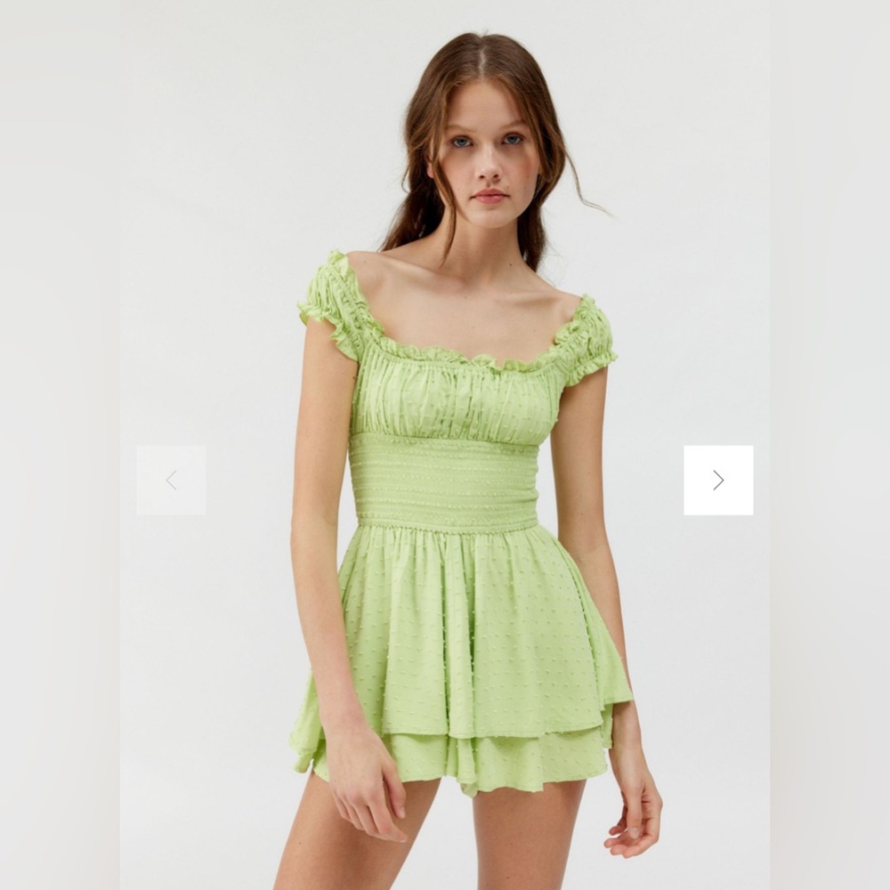 Urban Outfitters Light Green Ruffled Jumpsuit
